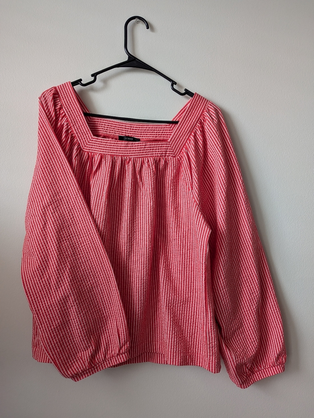 J. Crew Women’s Square-Neck Red Striped Blouse Memorial Day Size Large